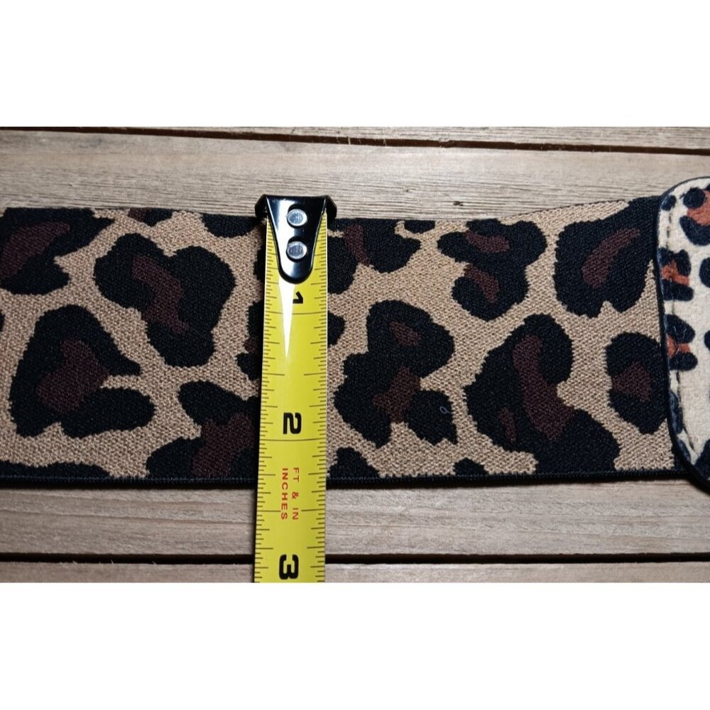 Stretch Animal Print Cinch Belt Gold Buckle Big Cat Cheetah Leopard Spots 26" - Picture 10 of 10